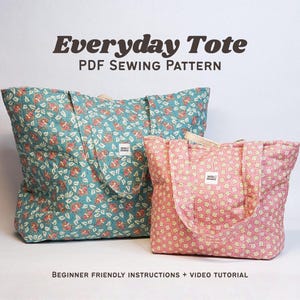 Patron de couture PDF pour sac cabas matelassé, 5 tailles, idéal pour les débutants, parfait pour un usage quotidien.