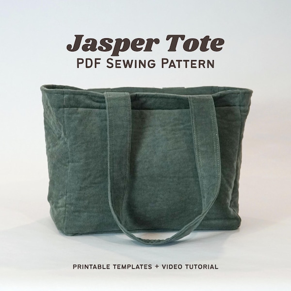 Jasper Tote Bag Sewing Pattern - 2 sizes + video tutorial + templates (PDF Download)
