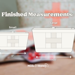 Finished sizes for the medical bag sewing pattern
