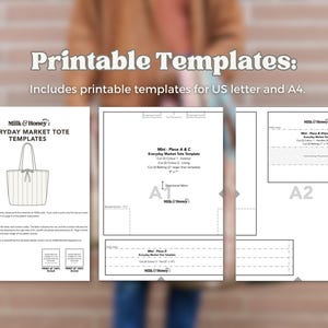 a digital sample of the printable templates for the tote bag pattern. The text reads "Printable templates"