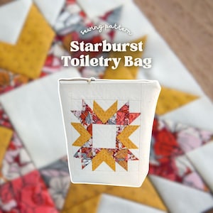 Starburst Toiletry Bag Sewing Pattern | PDF Makeup Pouch for Quilter | Detailed Video Tutorial