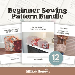 Kit de Costura para Iniciantes - Bolsa Quadrada, Capa para Livro, Sacola Acolchoada