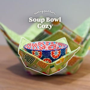 Reversible Soup Bowl Cozy Pattern, 2 Sizes with Video Tutorial – Beginner Friendly PDF Sewing Pattern