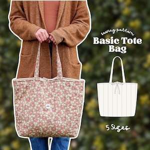 Basic Tote Bag Sewing Pattern | 5 Sizes, Beginner Friendly PDF Download