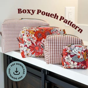 Boxy Schminktasche PDF Schnittmuster | 4 Größen | Gesteppte Reißverschlusstasche & Kosmetik-Reisetasche | Anfängerfreundliches Tutorial