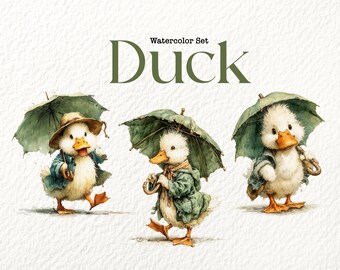 Cute Watercolor Duck Clipart