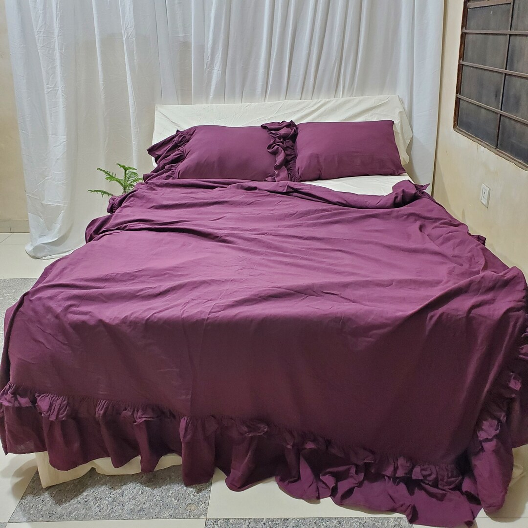 Stonewashed Linen Quilt Cover Setwashed Linen Bedding Etsy