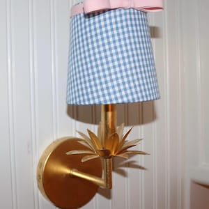 Custom made lampshades for chandelier or sconces- Gingham with bow clip shade