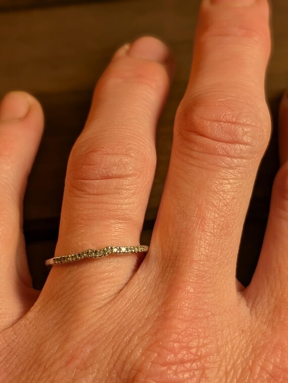 Silver and Diamond Stacking Ring - image 7