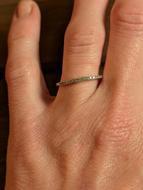 Silver and Diamond Stacking Ring - image 5