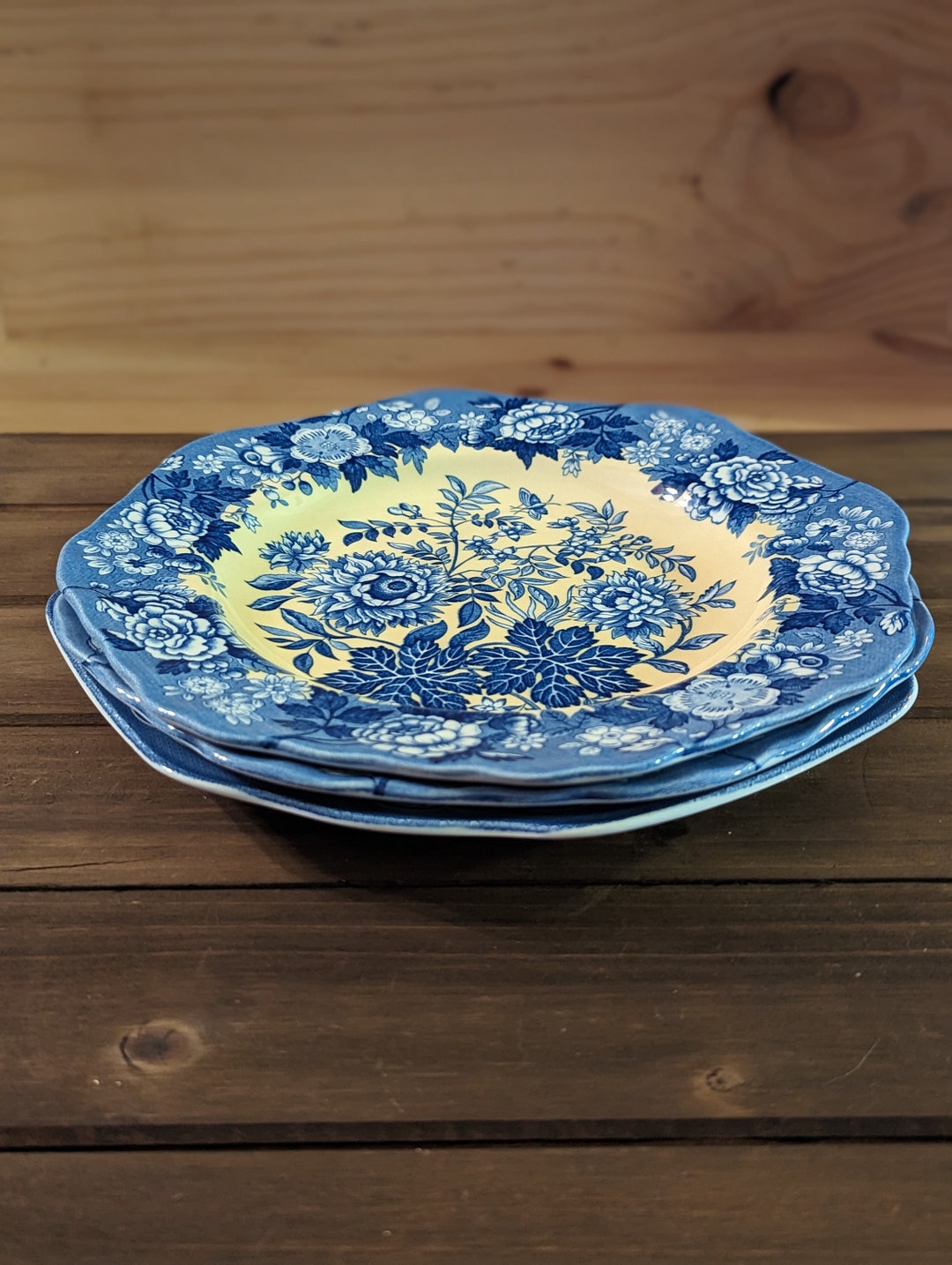 3 Spode Garden Collection Jasmine Plates Etsy