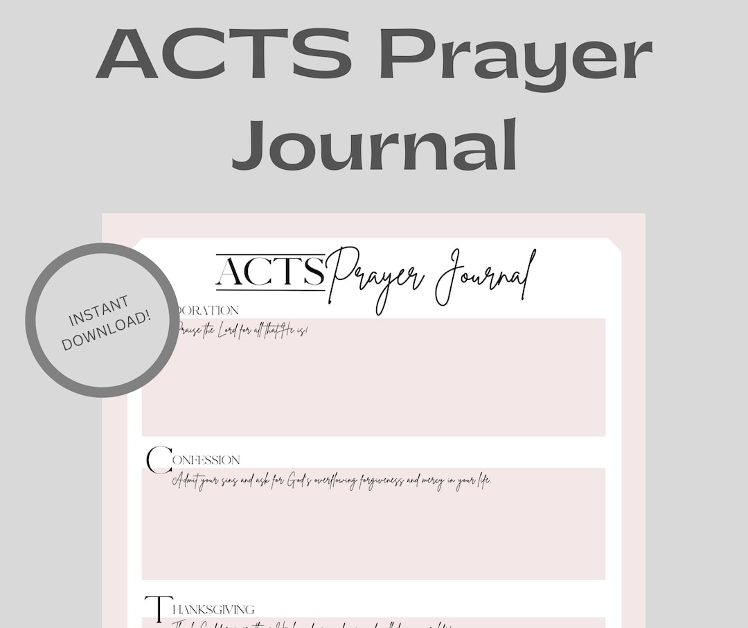 ACTS Prayer Journal Printable, Prayer Journal Template, ACTS Prayer ...