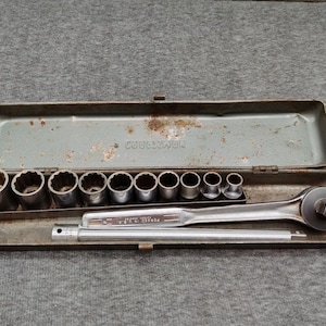 Vtg Craftsman =V= 1/2 Dr 12 PC Steckschlüsseleinsatz In Metall Koffer USA