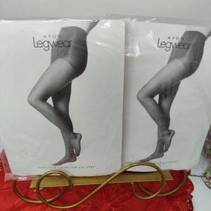 Pantyhose Avon Legwear Silky Sheer Control Top Nylons Lot Sz C Vtg Blk & Pearl