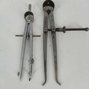 2 Vtg Compass Millers Falls 7" Spring Wing Divider K n E Scribe Tool