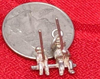 925 Sterling Silver Fishing Buddies Charm For Bracelets Or Necklaces New Vtg 3D