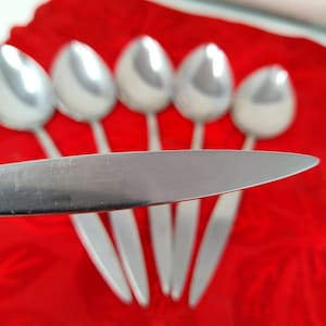 6 Oneida Oneidacraft Deluxe Stainless Wintersong Table Spoons
