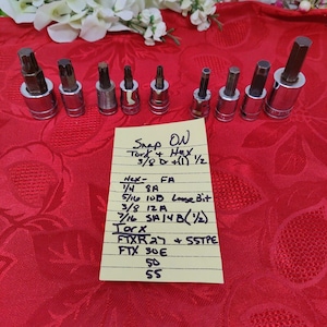 Snap-On Tools USA 3/8&quot; Drive Torx / Hex Bit Socket Driver 9 Pcs Lot T30 - T55