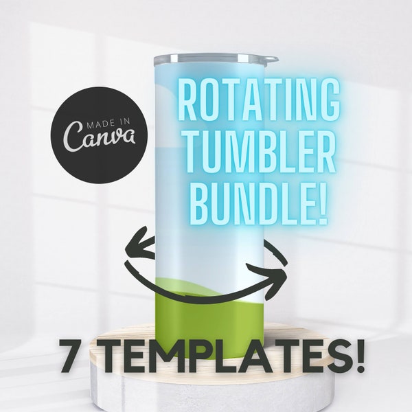 7 Templates of 20Oz Skinny Tumbler Canva Mock Up Videos for Animated, Spinning, Rotating Tumbler Drag and Drop Mockups for Tumbler Wraps