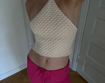 Patrón de crochet - Top halter con puntada de concha