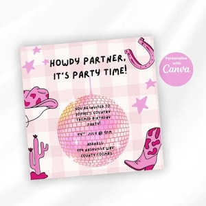 Party Invite | Country Themed | Editable Canva Template | INSTANT DOWNLOAD