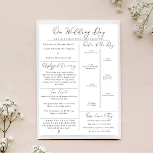 Programme de mariage | Ordre du jour | Chronologie du mariage | TÉLÉCHARGEMENT IMMÉDIAT.