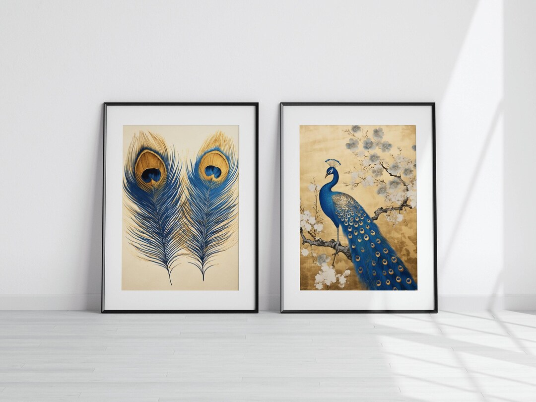 Gold Peacock Painting Peacock Wall Art Printable Gold Etsy