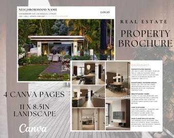 Bearbeitbare Luxus-Immobilien-Broschüren-Vorlage | 4-seitiges Canvas Design