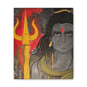 Shiva, Dark Masculine, Canvas Stretched, Lord Shiva Artwork, Meditation Empowerment, Divine Energy, Spiritual Wall Decor, Yoga Studio Decor