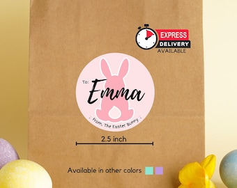 Personalized Easter Bunny Stickers: Custom Name Gift Labels