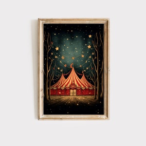 Digital circus art print, clowncore, kidcore, kids nursery decor art print, cottagecore decor, coquette room decor, digital download