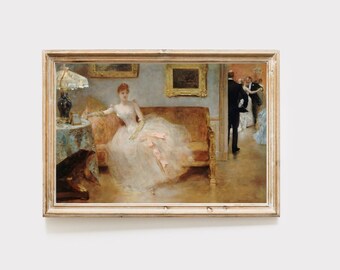 Ball room dance inspired vintage art print, Regency era art, Ball gown, digital download