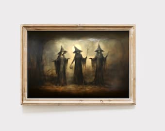 Halloween witch wall art print, halloween printable, autumn home decor, witchy art print, fall decor, digital download
