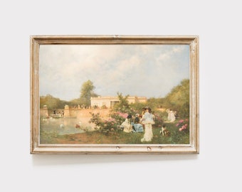 Regency oil painting wall art, coquette room decor, cottagecore art, regency art, pride and prejudice, digital download