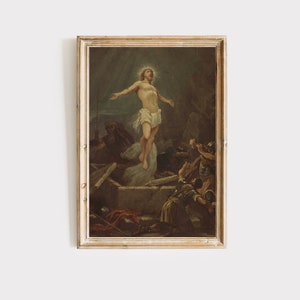 Resurrection of Jesus art print, Easter wall art, Christian art, He is risen, religious decor, digital download
