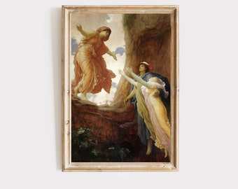 Vintage Persephone oil painting art print, Greek Mythology art, cottagecore decor, coquette room decor, digital download