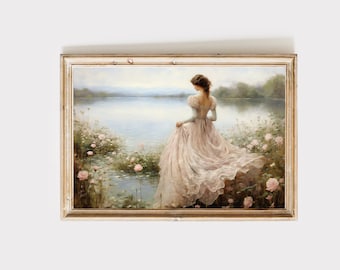Cottagecore coquette lady of the lake inspired art. Ophelia, fairycore, fairyart, coquette  room decor, digital download