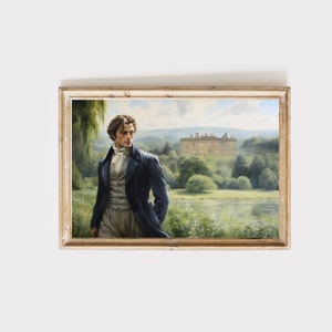 Mr Darcy pride and prejudice art print. Cottagecore wall decor. digital download. Jane Austen gifts. Dark Academia image 1