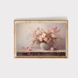 Vintage floral painting, Romantic Vintage Wall Art Decor, Still life oil painting, printable digital download