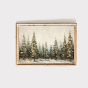 Winter Narnia forest Christmas art print, Landscape art, Christmas wall art, Winter painting, xmas decor, Printable digital download zdjęcie 1