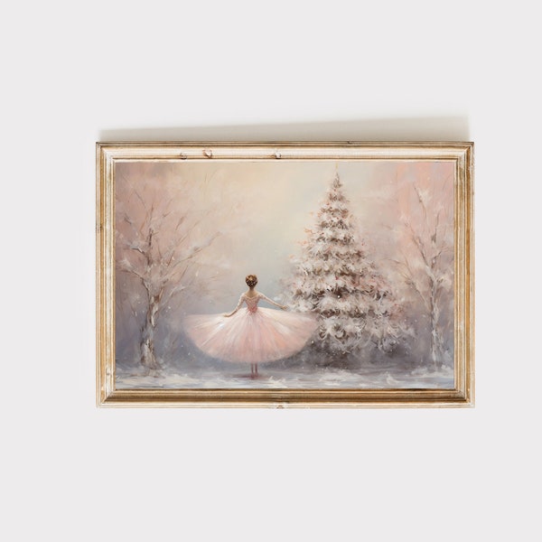 Impression d'art de Noël ballet Casse-noisette, cadeau ballerine, décoration murale des fêtes, balletcore, téléchargement numérique imprimable