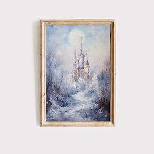 Hexenschloss, Ölgemälde Wanddeko, Buchecke, Bücherecke, Leseecke Dekor, Printable digitaler Download