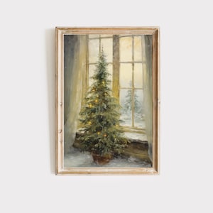 Christmas tree vintage print, Holiday wall art, Christmas decor, Xmas art print, digital download