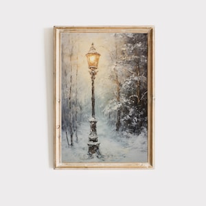 Laternenpfahl und Wald Kunstdruck, Winter Wandkunst, Winterwald Kunst, Buchecke, Leseecke Dekor, Printable digitaler Download