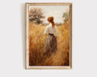Anne of Green gables art print. Cottagecore Wall decor. Anne Shirley, Kindred Spirits. cottagecore dress, Oil painting, digital download