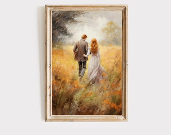 Anne of Green gables art print. Cottagecore Wall decor. Anne Shirley & Gilbert Blythe. Kindred Spirits. cottagecore dress, digital download