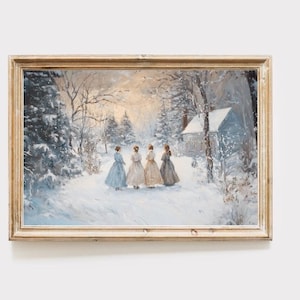 Little women winter print, coquette christmas, victorian christmas, Jo March, holiday hosting decor, little women poster, digital download