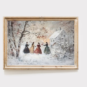 Little women winter print, cottagecore art, victorian christmas, Jo March, christmas hosting decor, little women poster, digital download
