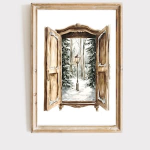 Durch die Garderobe Wandkunst, Lamppost, Wald und Garderobe. Ölgemälde-Wanddekor, Cottagecore Kunst, Printable digitaler Download