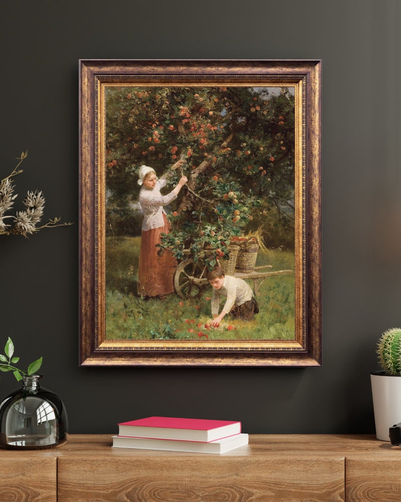 Vintage fall wall oil painting art print, Rustic Fall Art, Vintage Autumn Wall Print, Antique oil painting, printable digital download image 7